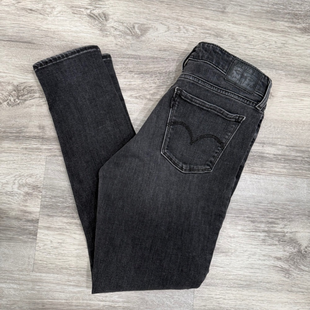 Levi's 711 Skinny Jeans‎ Women's Black Washed Denim Size 30x28